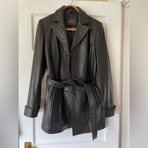 Like-new Classic Black Leather Trench